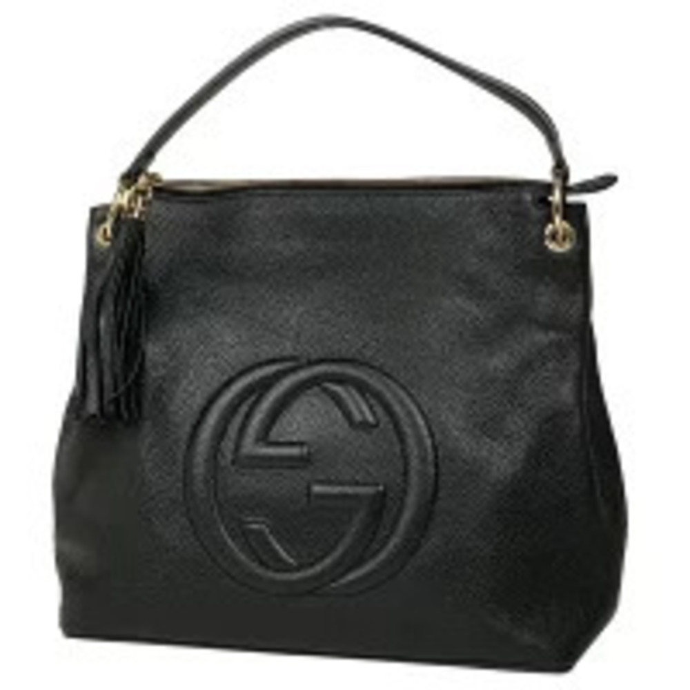 Gucci Soho 2way Shoulder Bag Interlocking GG Fringe Leather Black